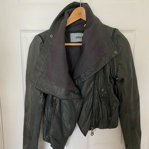 Doma convertible cropped leather jacket